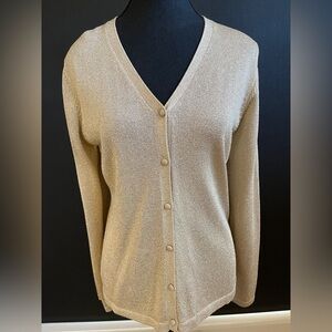 CROCO LADIES Gold Metallic V Neck Button Front Cardigan Glamour Occasion Festive